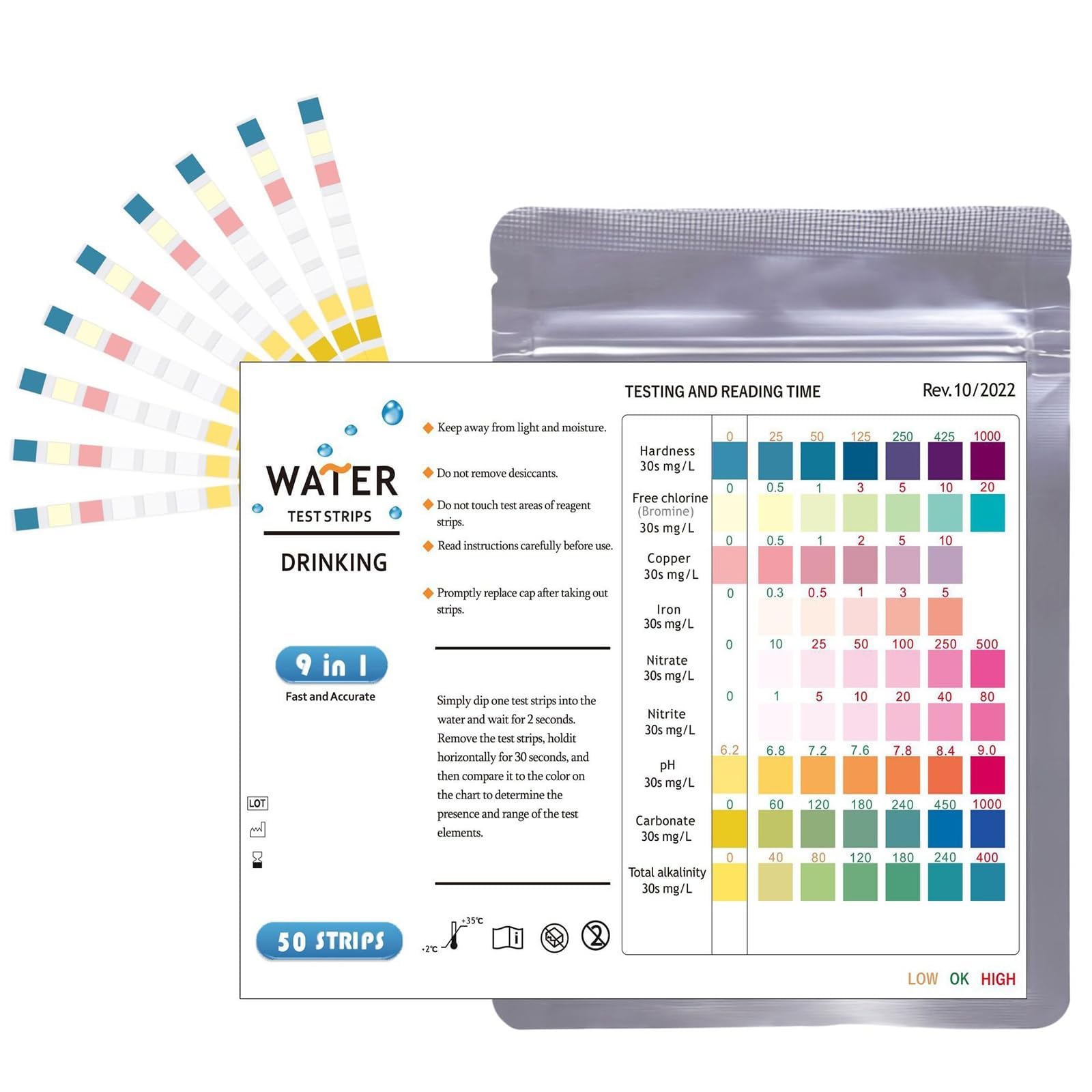 50pcs Water Testing Kit, Water Hardness Test Kit, Drinking Water Testing Kit for Aquarium and Pool Maintenance, Water Quality Test Strips-image-45