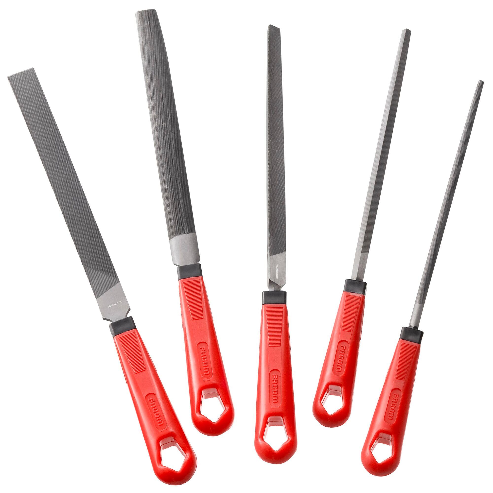 FACOM - Set of 5 200mm Semi-Soft Files for Steel, Cast Iron, Brass and Hard Plastics - LIM200EM.J5 - Quality Tools - Long Lifespan - for Professionals and Individuals