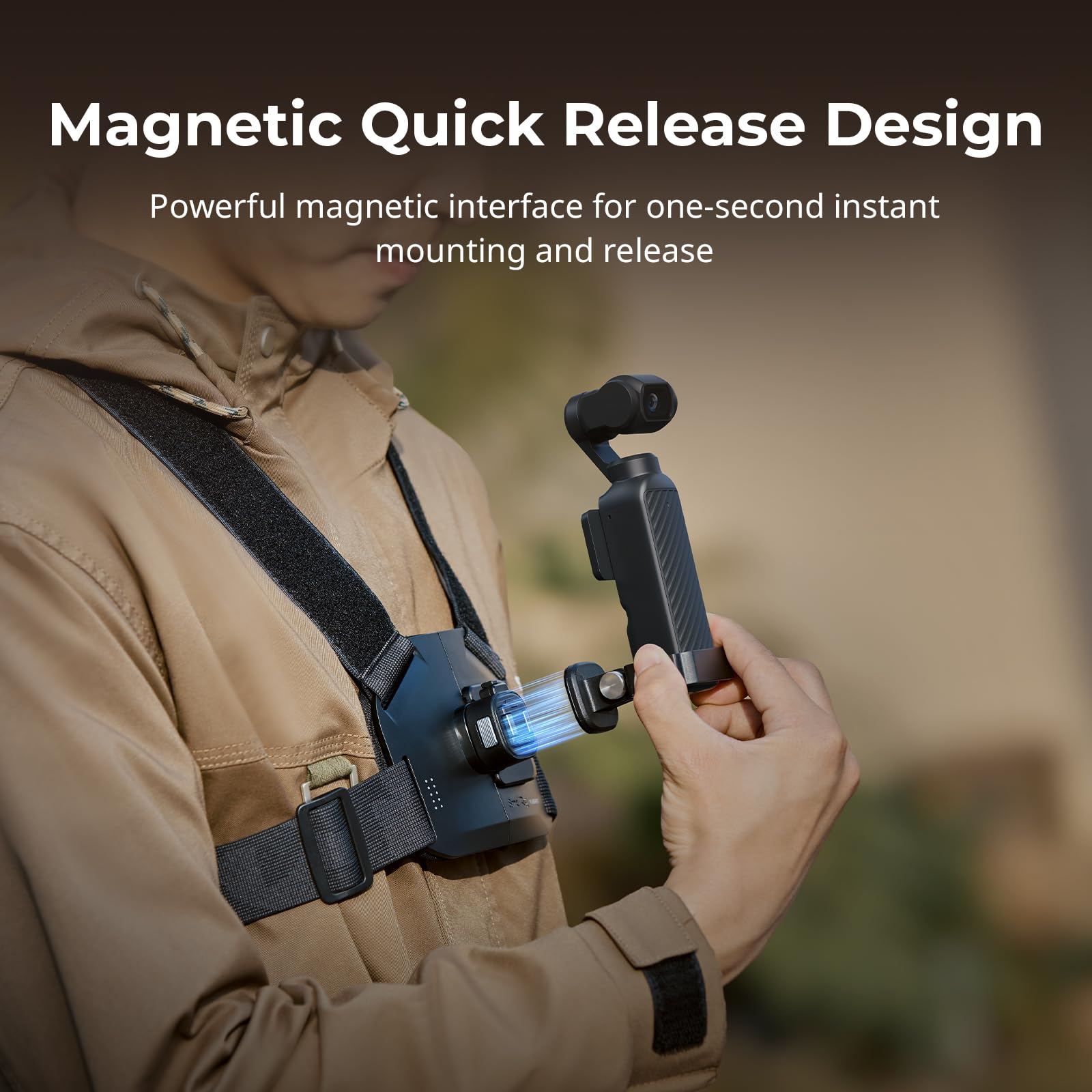 SMALLRIG Supporto pettorale a sgancio rapido con tracolla regolabile e blocco di sicurezza per DJI OSMO Pocket 4 3/Action 6/5 Pro/4/3, per GoPro 13/12/11, per Insta360 Ace Pro 2 e AKASO - 6050
