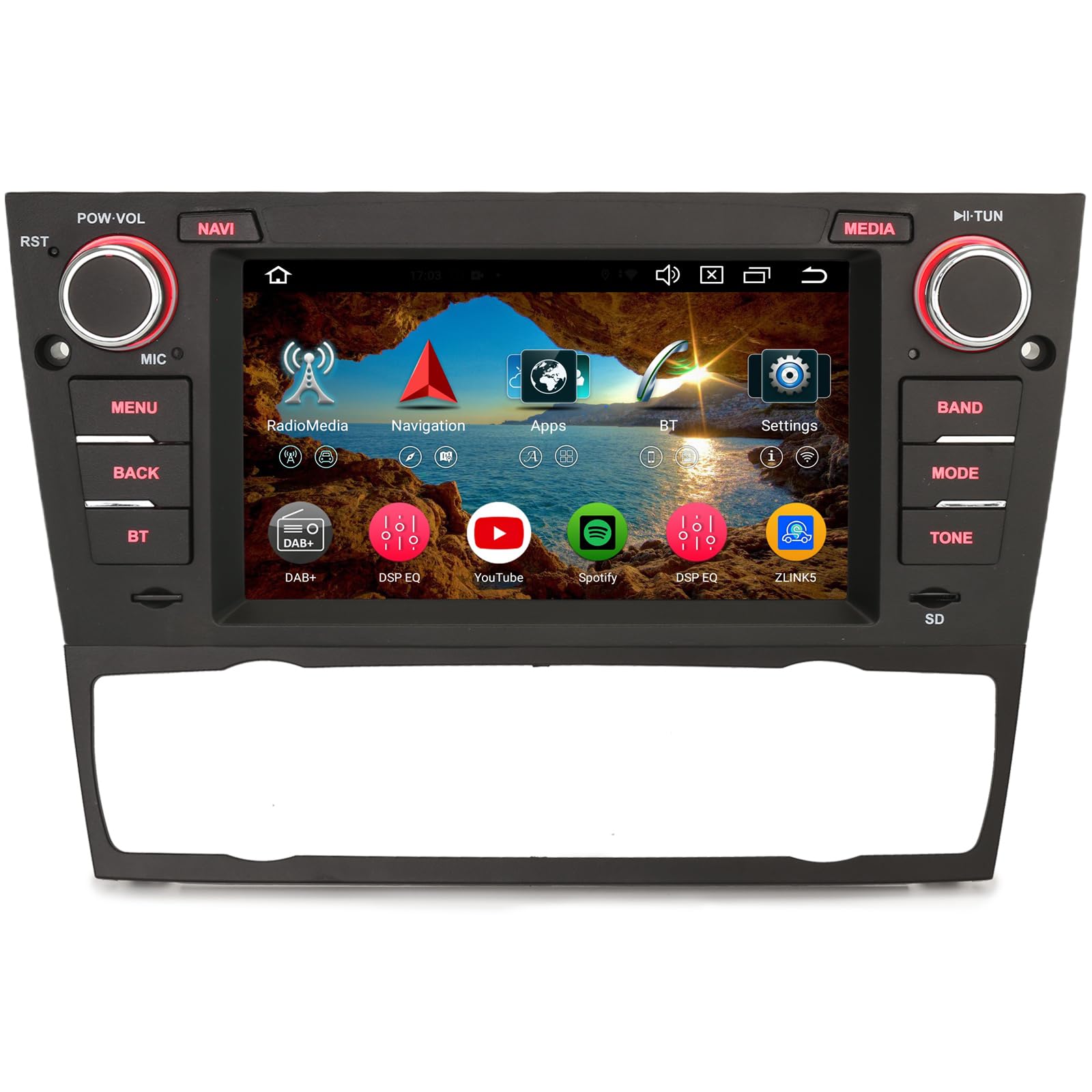 8 Cœurs 4Go+64Go Android 16 Autoradio pour BMW Série 3 E90 E91 E92 E93 M3 | Support Carplay sans fil Android Auto DSP Bluetooth 5.0 WiFi 4G Navigateur GPS écran tactile DAB+