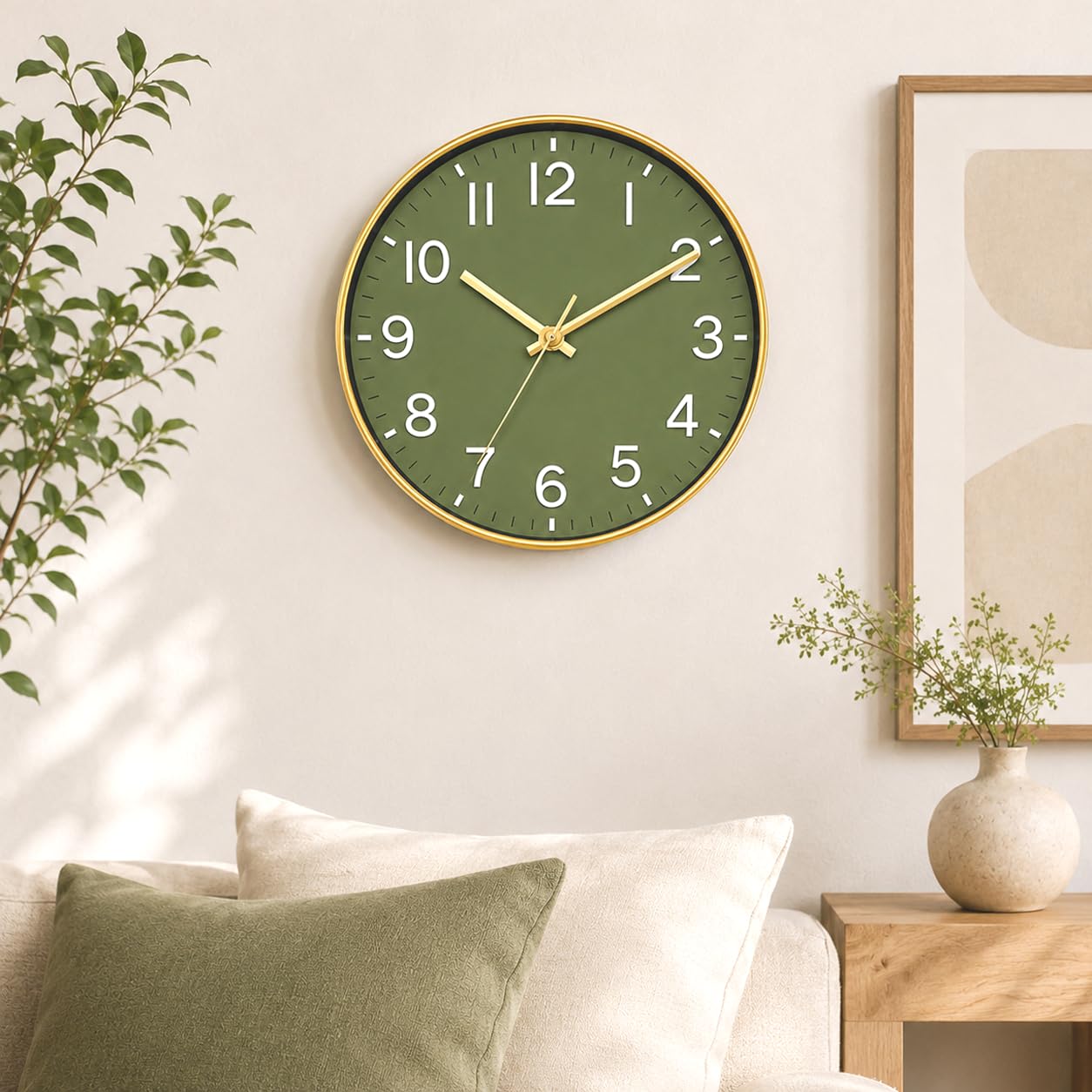 Masstone Olive Green Premium Analog Wall Clock | Silent Decorative Wall Clock for Living Room, Bedroom & Office | 30.5 x 30.5 cm-picture-23