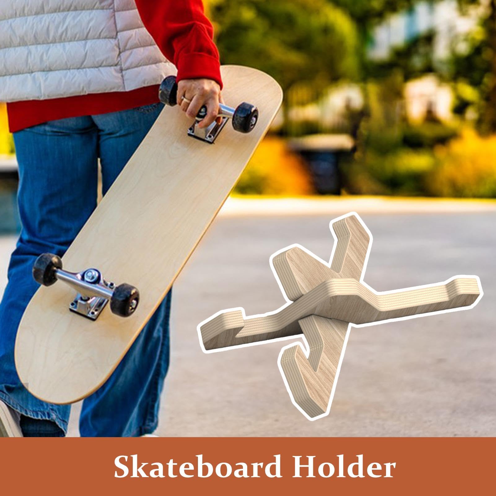 Skateboard-Ständer, Skateboard-Halterung, stilvolles bodenstehendes Holz-Snowboard-Display Rack für Enthusiasten und Sammler, 26,5 cm, platzsparendes Design