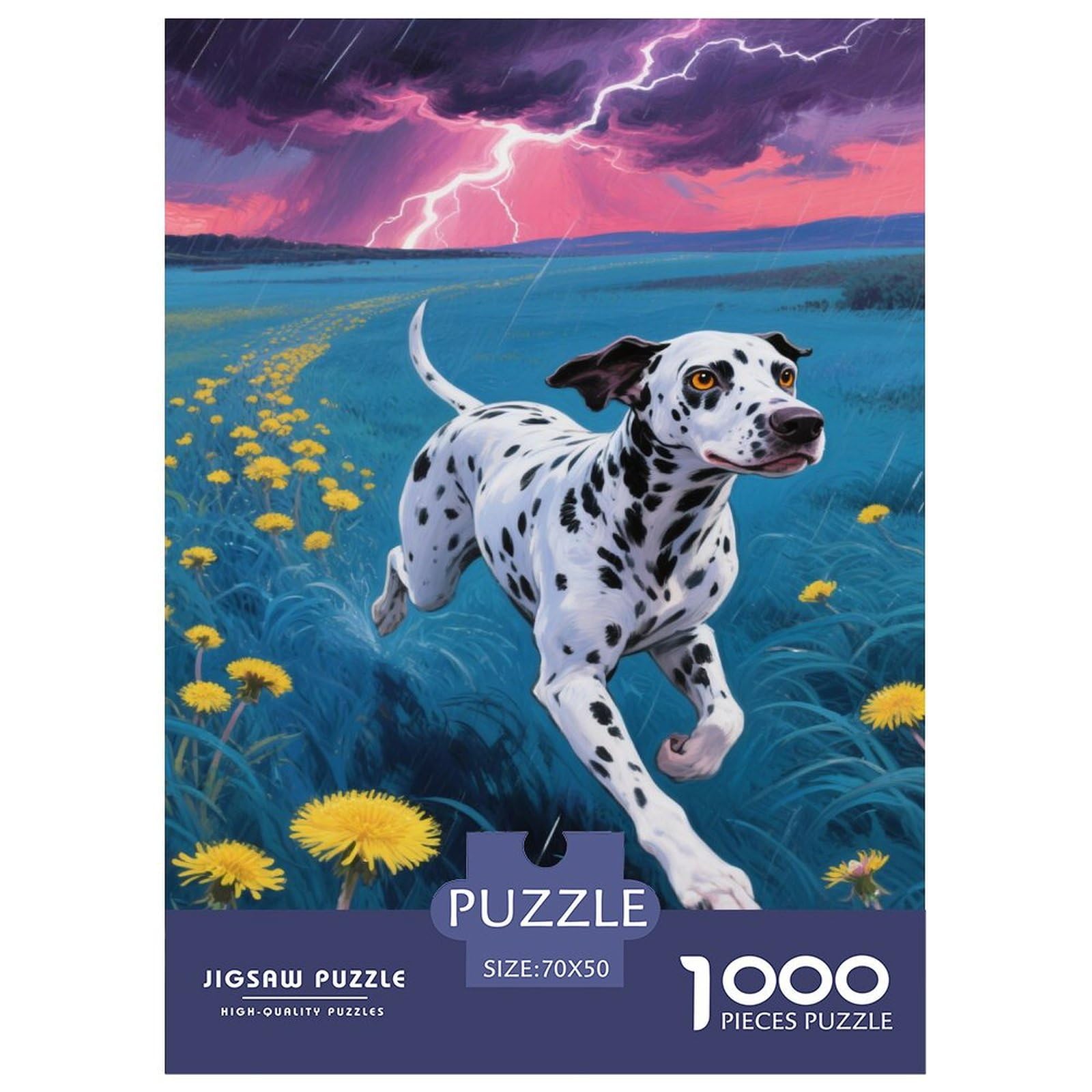 Dalmatian Dog Jigsaw 1000 Piece Challenge Game for Adults,Storm Impossible Jigsaw Puzzles 1000 Pieces Educational Game Home Decoration 70x50cm/1000pcs