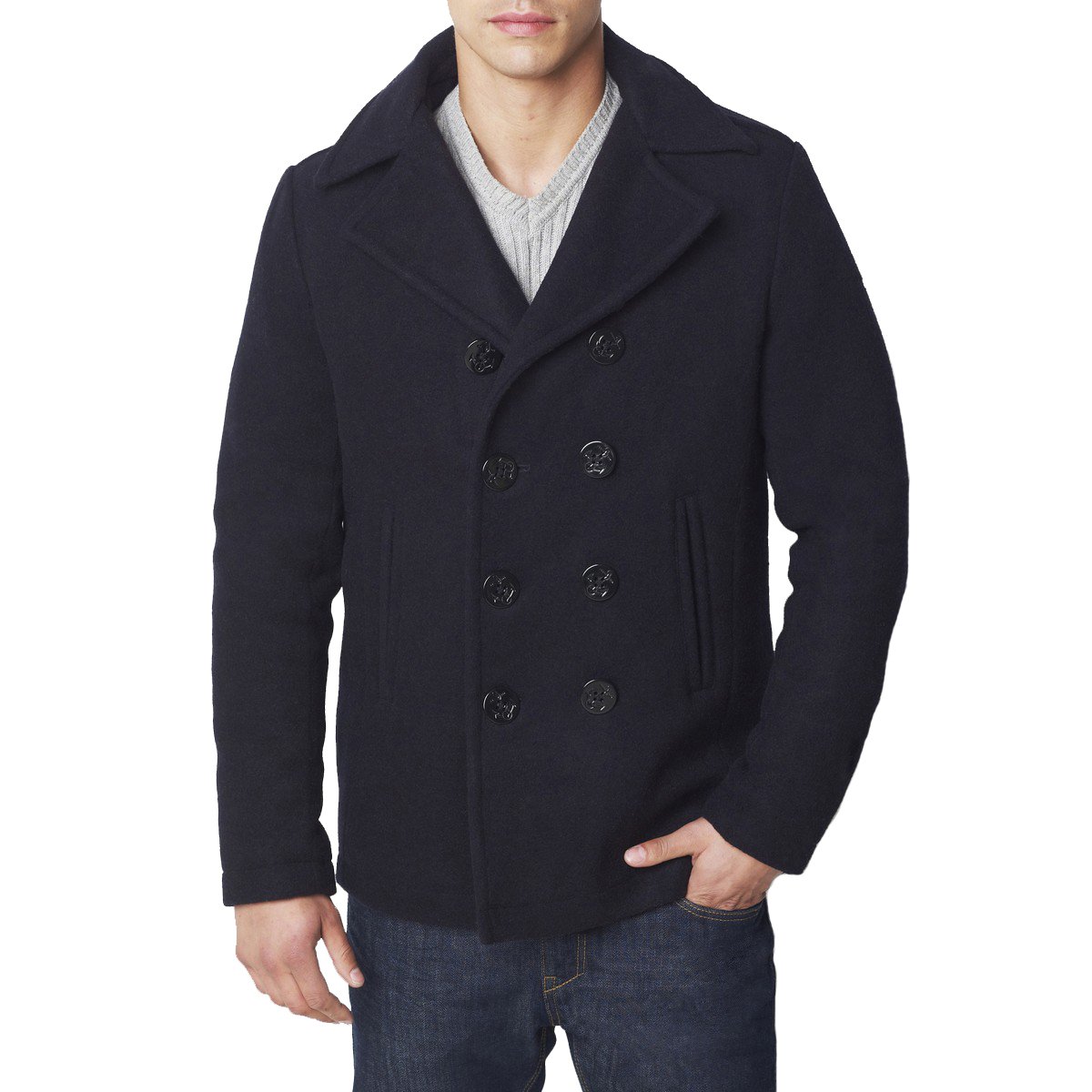 Schott NYCMen's Cyclone Peacoat Reefer Long Sleeve Coat