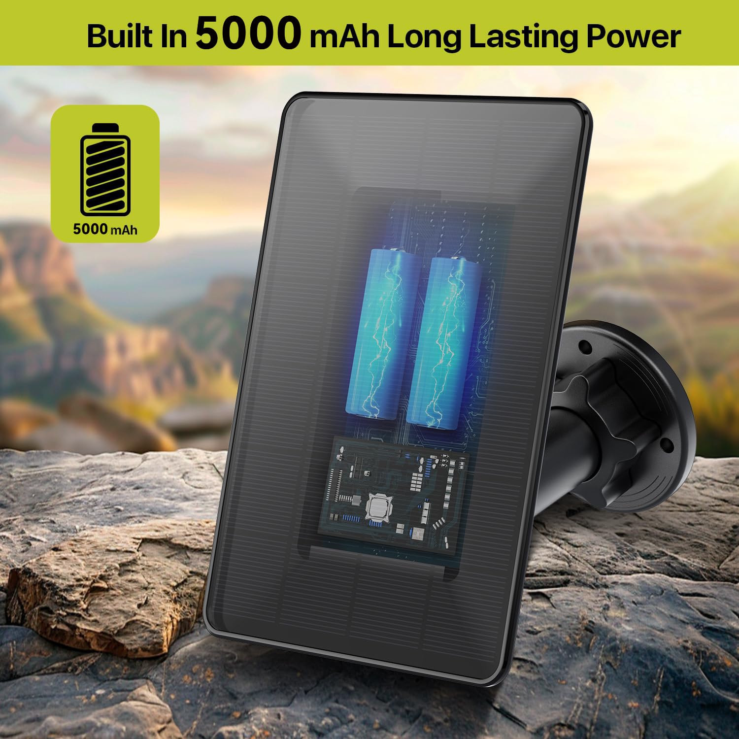 LIYVZ Panel solar de 3 W para cámara de rastreo CC 6 V/12 V, kit de panel solar con batería recargable integrada de 5000 mAh para cámara de caza, 6.5 x 4.5 pulgadas (panel solar para cámara de sendero