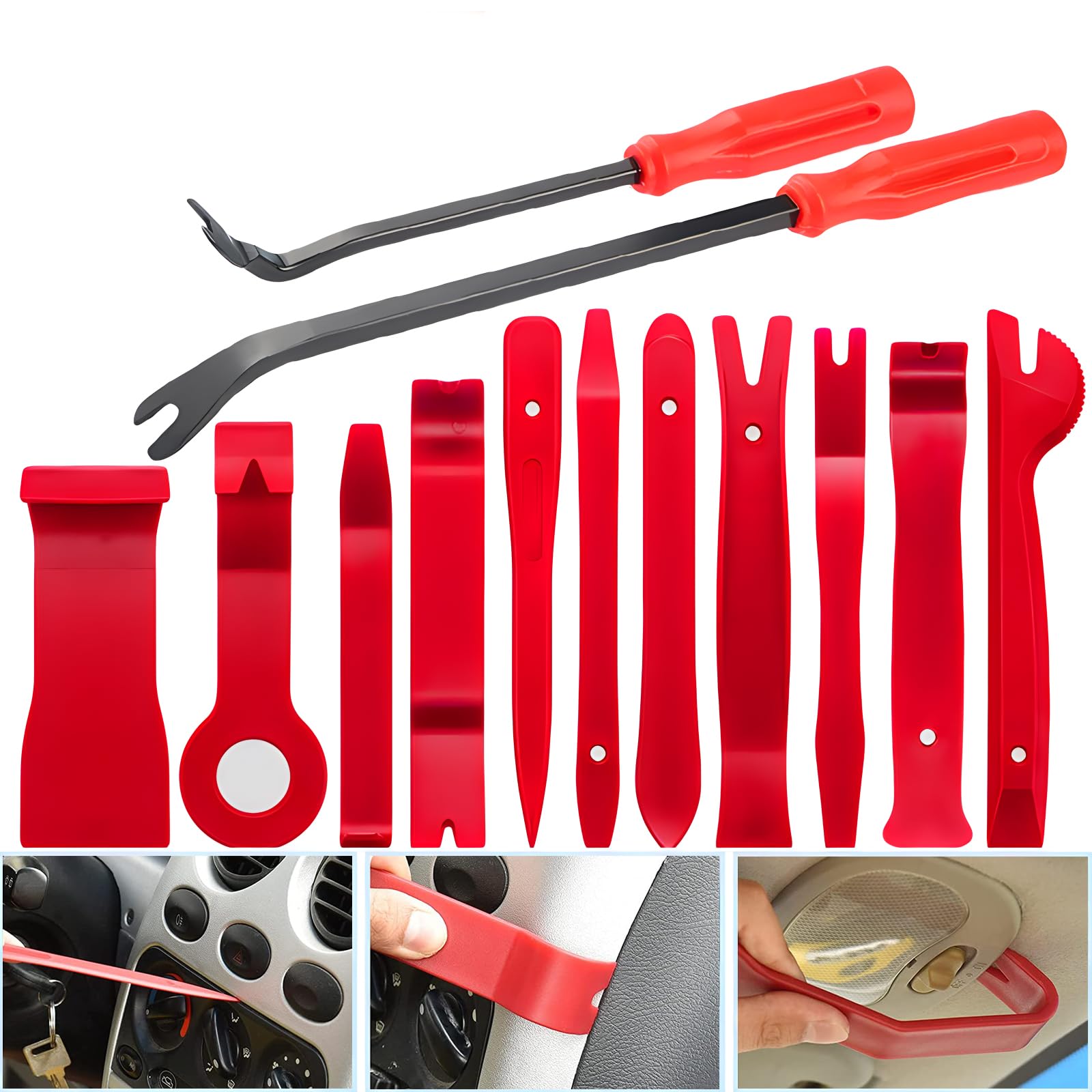 AM ANNA 19PCS Auto Trim Removal Tool Kit,Car Panel Tool Stereo Removal Tool Kit,Auto Clip Pliers Fastener Remover Pry Tool Kit,Car Upholstery Repair Kit with Storage Bag