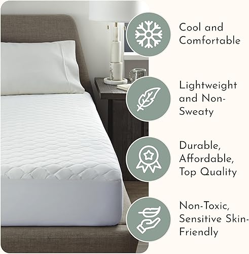 Miniatura 3 de Protector de colchón orgánico 100% algodón  Protector de colchón transpirable y refrescante tamaño California King  Premium 300GSM acolchado y