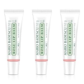 Mario Badescu Moisturizing Rose Lip Balm for Dry Cracked Lips, Infused with Coconut Oil and Shea Butter, Ultra-Nourishing Lip Care Moisturizer for Soft, Smooth and Supple Lips, 3 Pack
