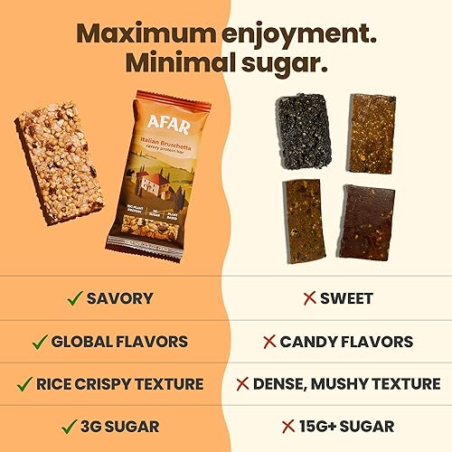 Miniatura 5 de Afar Barras de proteínas saladas, bajas en azúcar, altas en proteínas, refrigerio saludable para adultos, barra de reemplazo de comida, textura