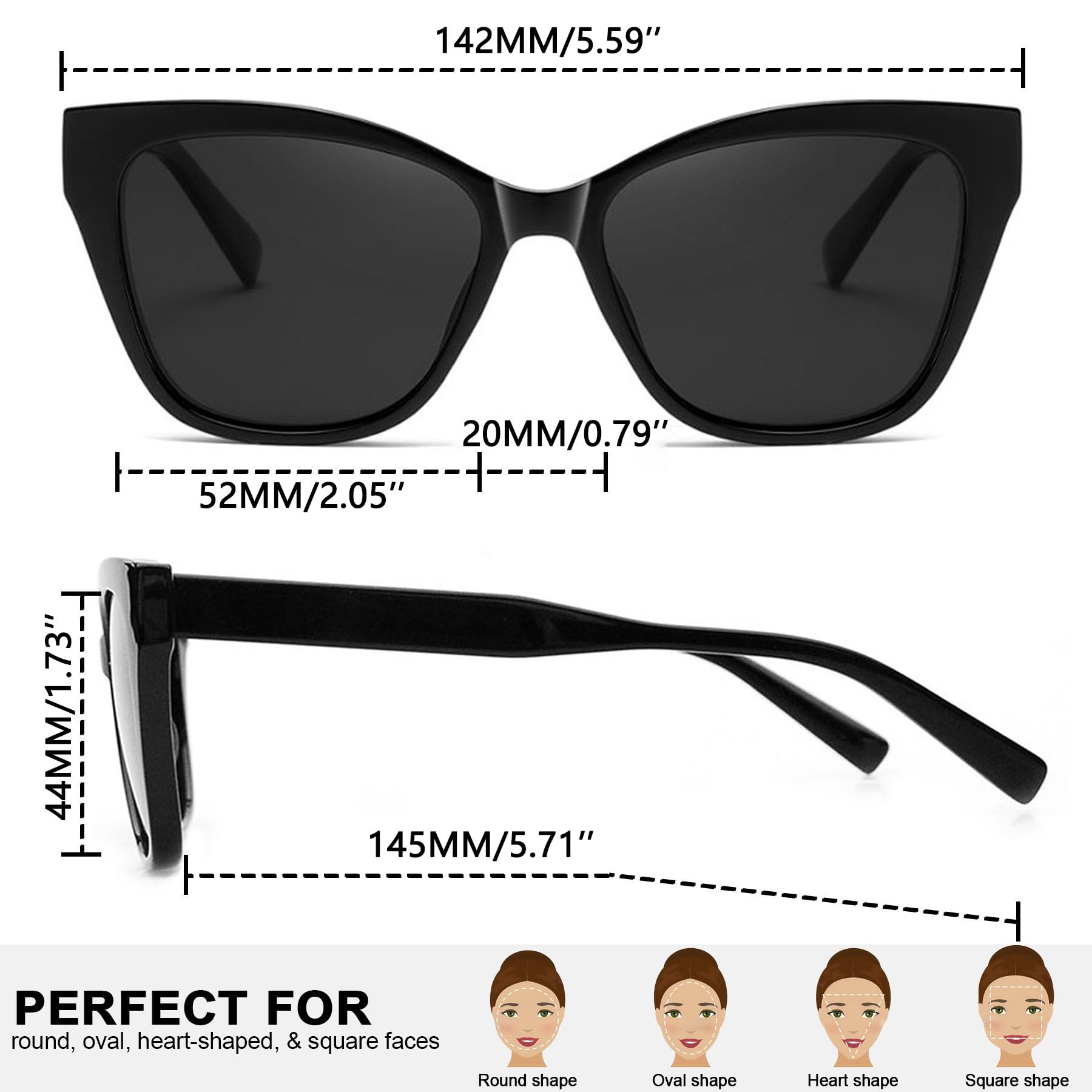 Joopin Gafas de Sol Mujer Polarizadas de Acetato TR90 Ojos de Gato Retro Vintage de Moda Protección UV400