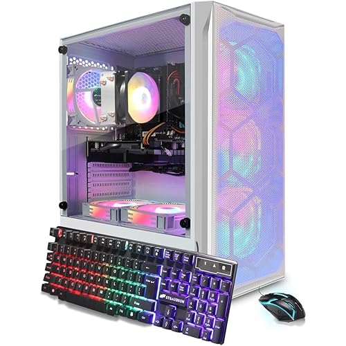 STGAubron Gaming PC Computer Desktop, Intel Core i7 up to 3.9GHz, GeForce GTX 1660 Ti 6G, 16G RAM, 512G SSD, WiFi, BT 5.0, RGB Fan x6, Windows 11 Home,White