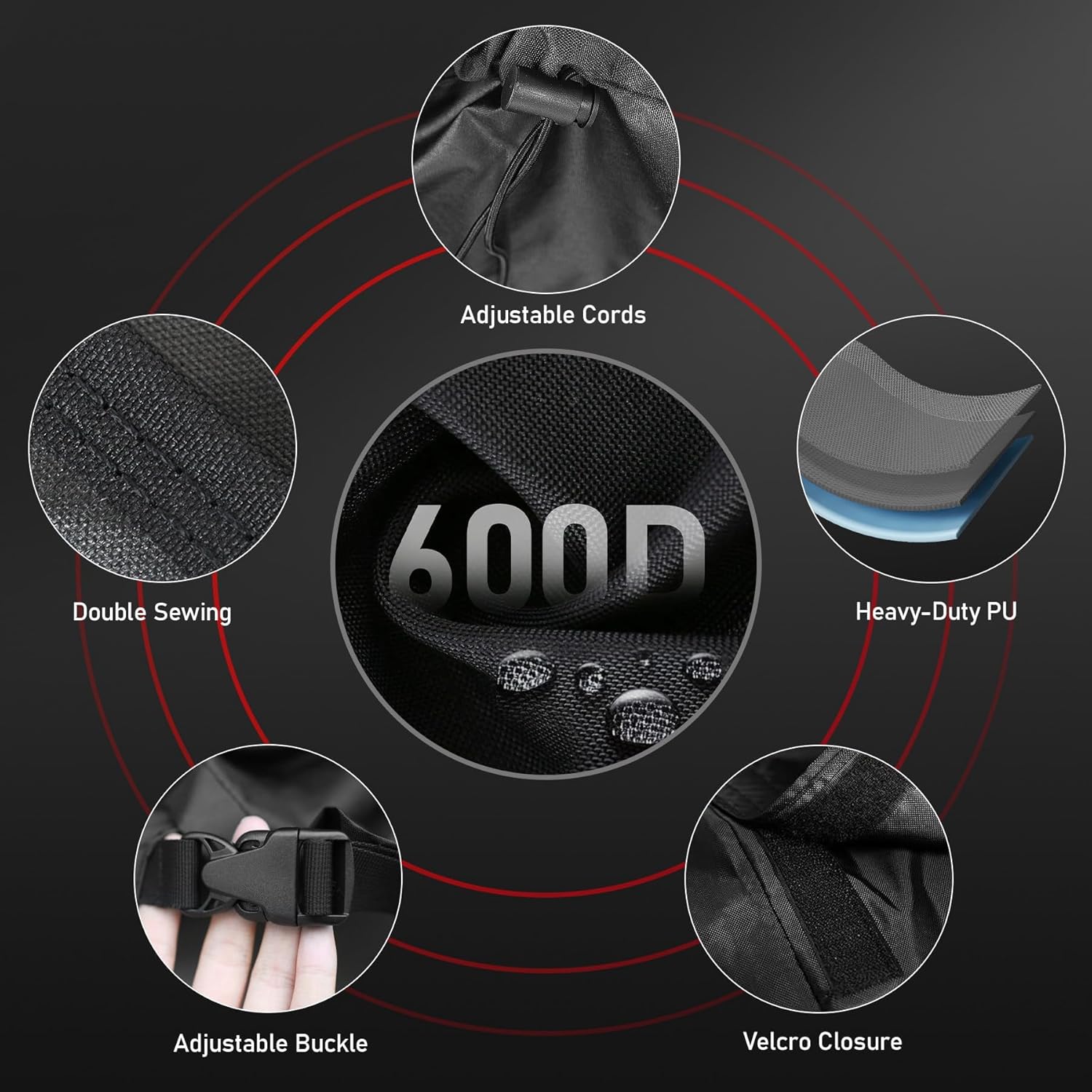 Zettum Hot Tub Cover - 600D Spa Cover Protector Waterproof & Heavy Duty, Outdoor Square Hot Tub Cover Cap Protection (120 x 120 Inch)