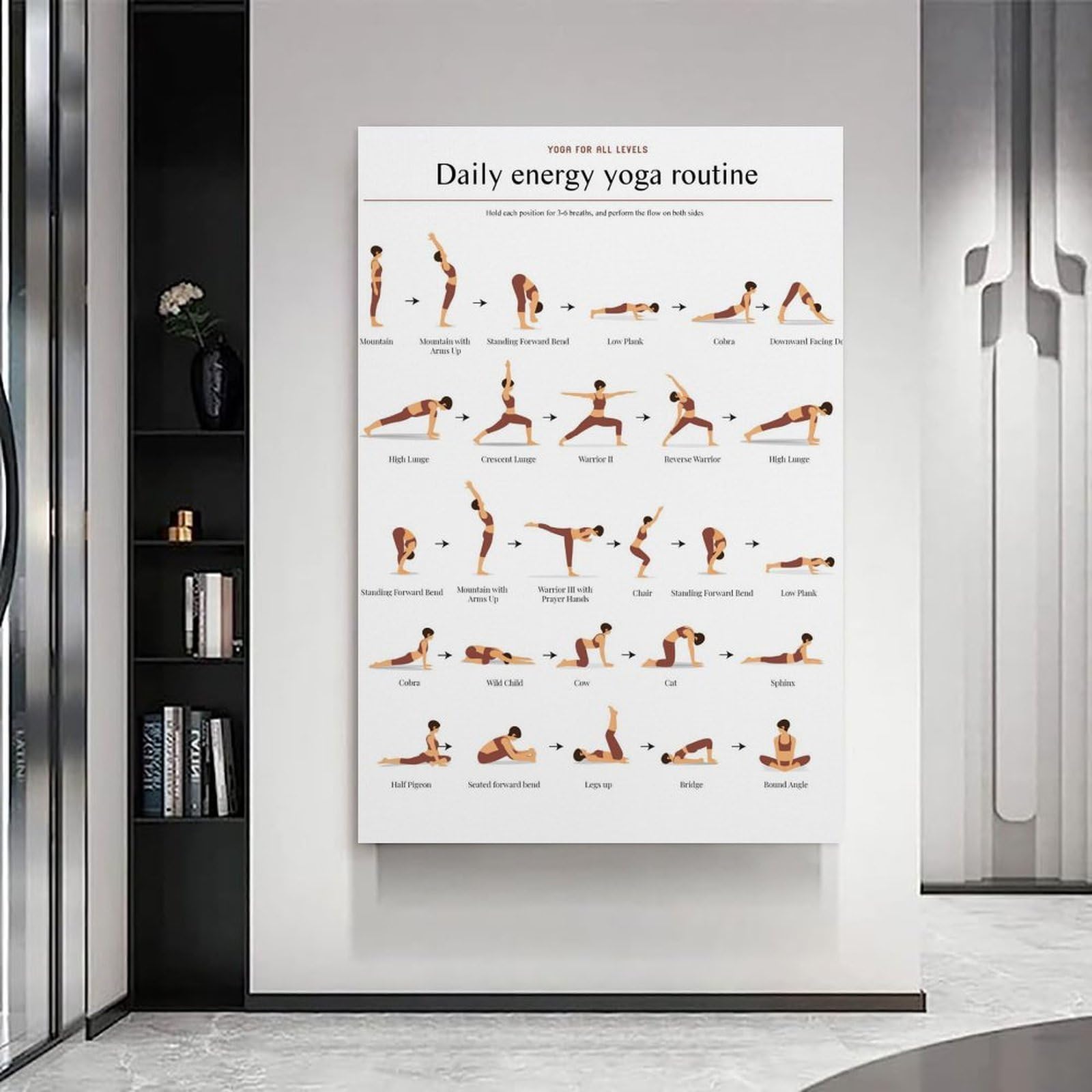 generisch Daily Energy Yoga Poses Modernos Impresiones en Lienzo Pinturas Decorativas Para Habitación de Niños o Niñas, Murales para Sala De Estar Y Pinturas Con Motivos Festivos 12 x 18 Pulgadas