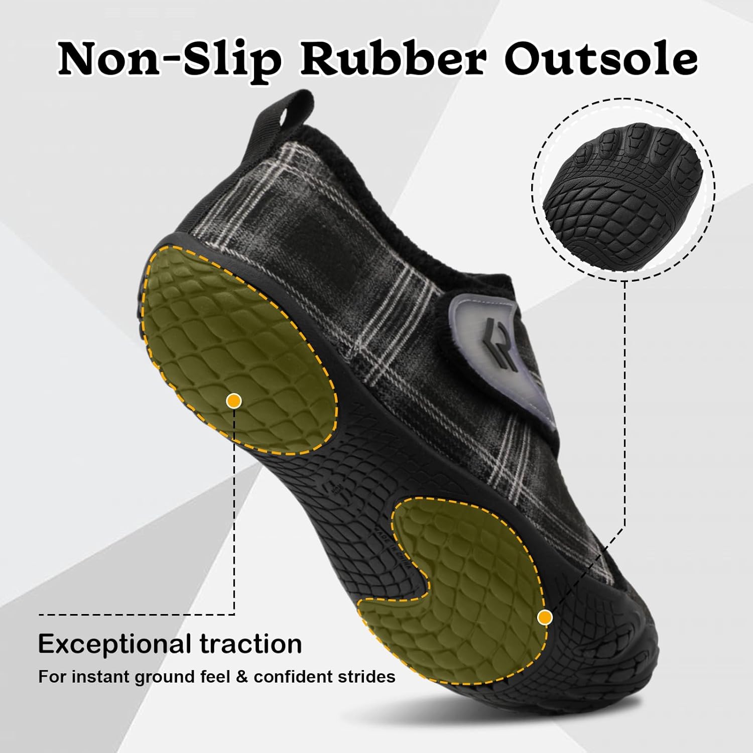 relxfeet Men's Slippers Wide Width Adjustable Orthopedic Diabetic House Shoes for Neuropathy Swollen Feet Relief Non-Slip Rubber Sole Indoor Outdoor - Image 6