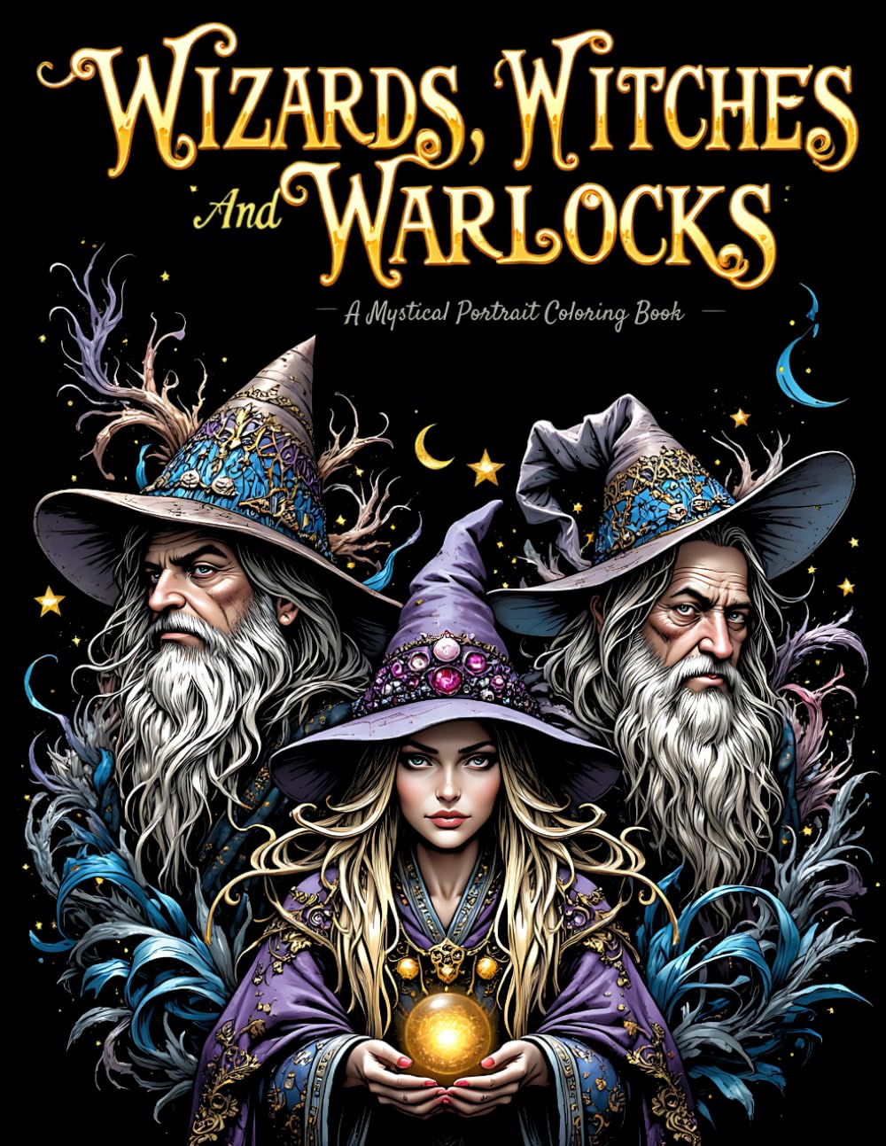 Wizards, Witches & Warlocks: A Mystical Portrait Coloring Book: A Spellbinding Grayscale Fantasy Coloring Book of Mystical Portraits - Over 50 Light ... A Fantasy Coloring Series for Adults)
