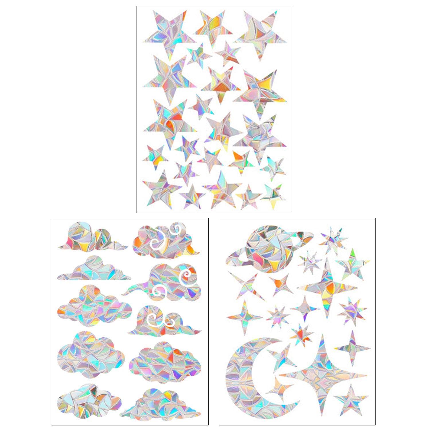 NIDHFG 3 Pieces Of Colorful Sun Catcher Window Stickers, Bird Protection Counter Collision Stickers, Electrostatic Glass Stickers, Exquisite And Fashionable, Creative Window Decoration.