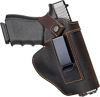 IWB/OWB Gun Leather Holster for Glock 17/19/42/43X, Taurus G2/G2C/G3C, Concealed Carry Holster Fits Sig Sauer P365/P320 Springfield Hellcat M&P 9mm Shield Universal Gun Holster for Most Size Pistol - CyberDyer