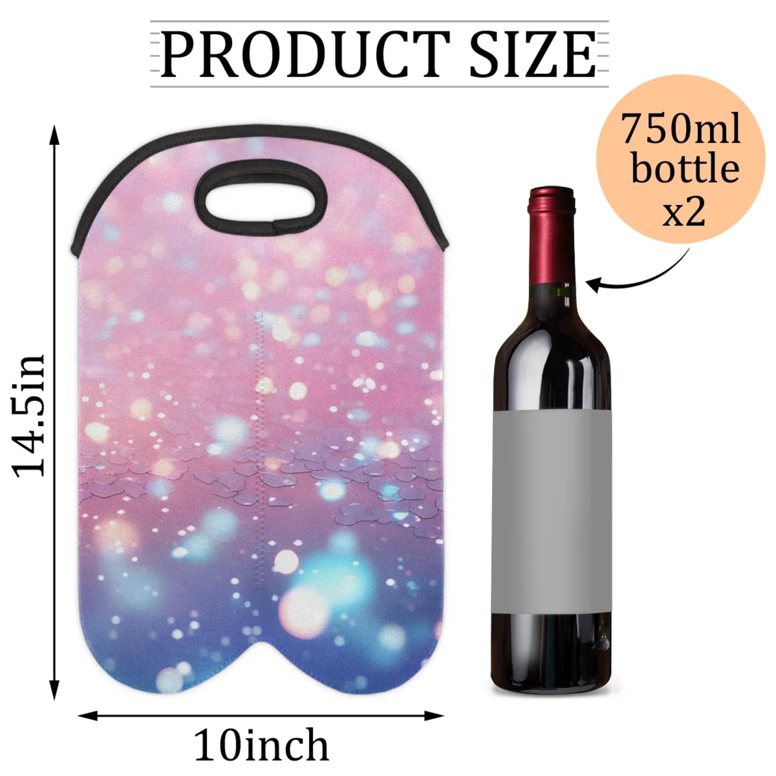 GzLeyigou 2 Bottles Sky Wine Bag Sleeve Totes Starry Sky Neoprene Protective Wine Carrier Bag for Wine,Water, Champagne, Beer, Baby Bottles,Gift 14.5 x 10 Inches