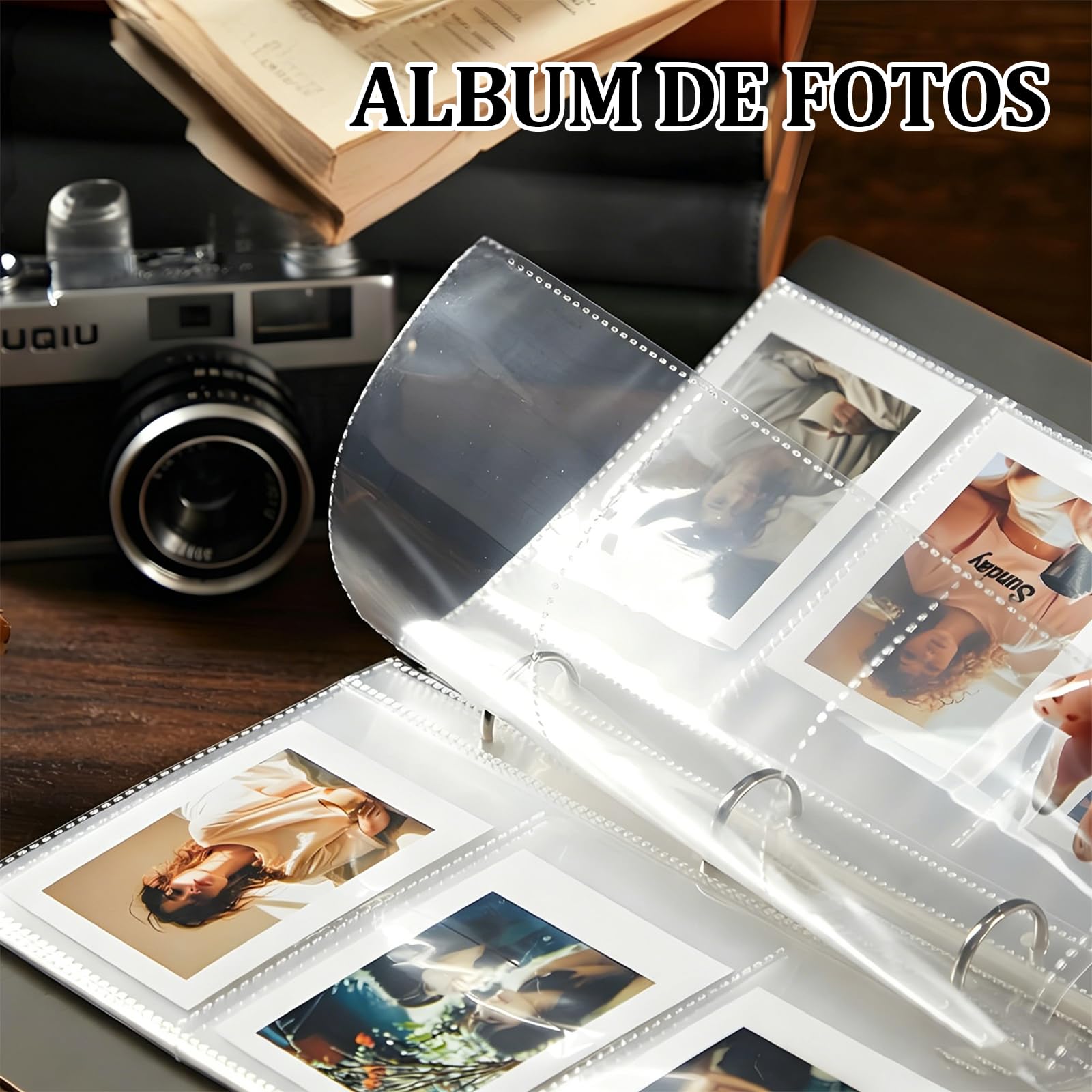 Álbum de fotos de piel sintética 3 pulgadas 180 bolsillos compatible Fujifilm Instax Mini Polaroid Z2300 Kodak Mini Shot 3 retro