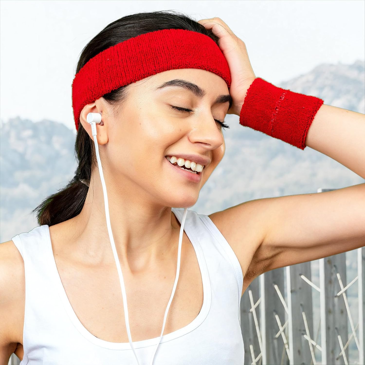 7 Sets Stretchy Sweat Headbands and Wristbands for Men and Women, Comfortable Elastic Fabric, Resistant to Fray and Tear, for Yoga and Tennis Workouts