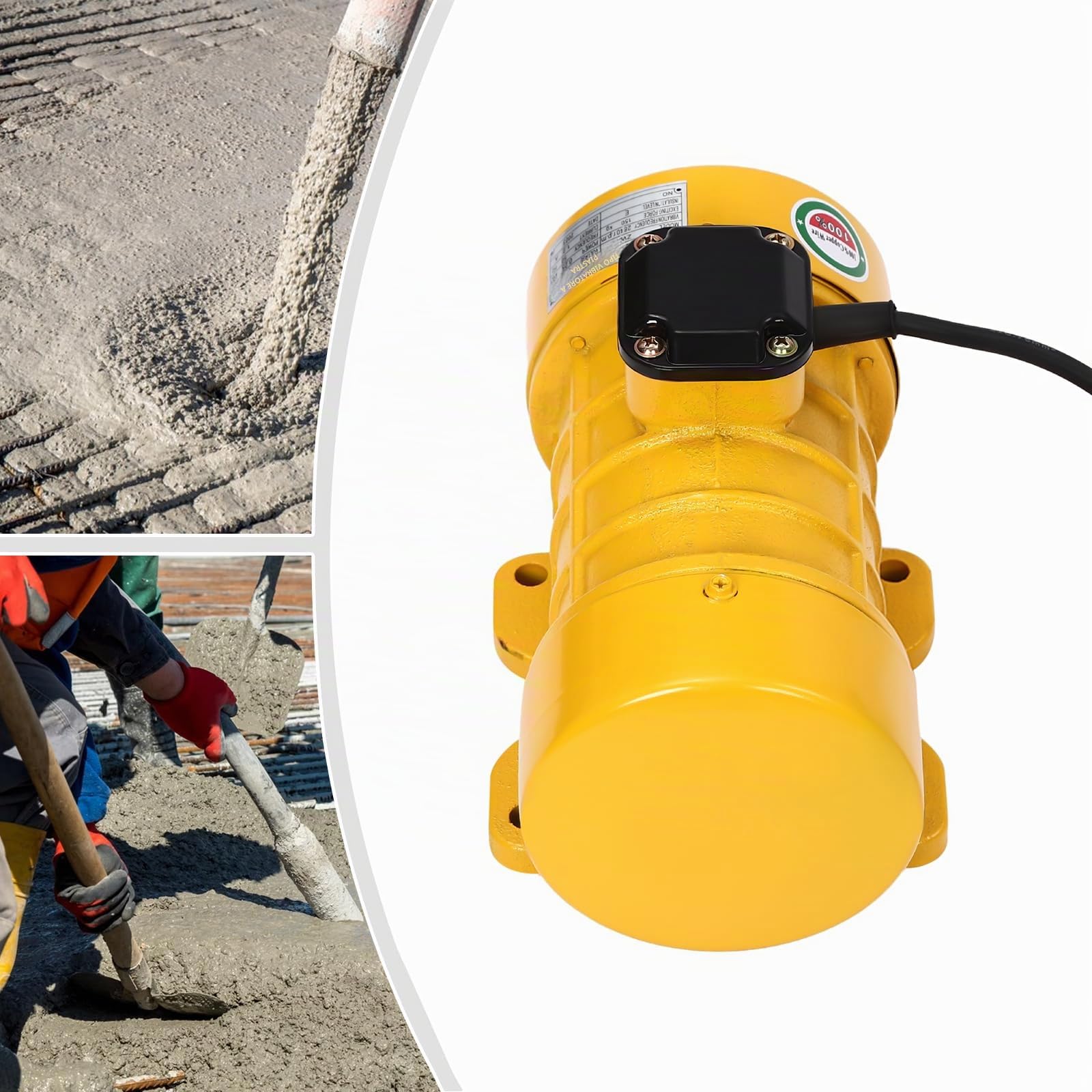 Motore vibrante per calcestruzzo, motore a vibrazione elettrico, 250 W, motore a vibrazione per tavolo vibrante, 2840 rpm (giallo)