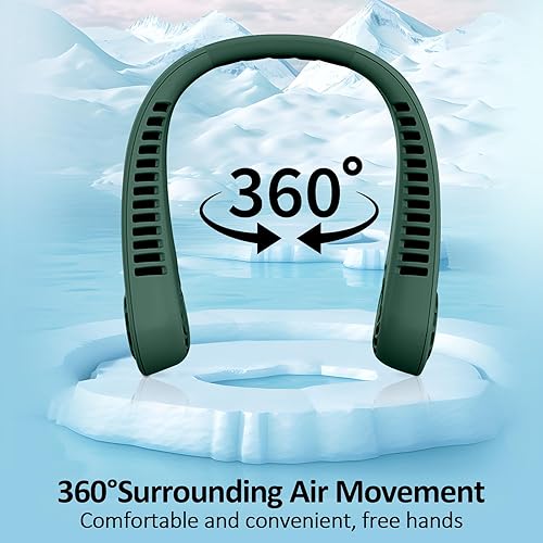 Miniatura 4 de Ventiladores de cuello colgantes sin aspas portátiles manos libres con pantalla y 5 niveles de velocidad, recargable por USB, ventilador personal