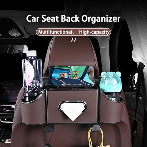 Miniatura 2 de Organizador de asiento trasero para automóvil, 4 en 1, caja de almacenamiento multifuncional para asiento trasero de automóvil con soporte para