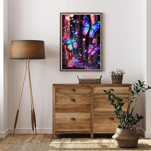 Miniatura 4 de CLAKINLA Kits de pintura de diamantes de mariposa para adultos, taladro completo 5D de mariposa con puntos de diamante de pintura de diamantes que