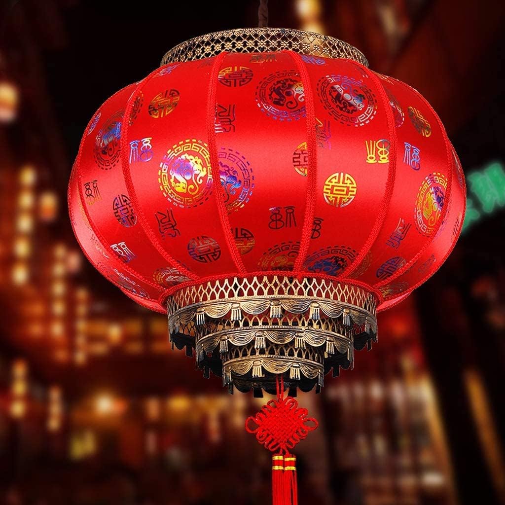 LIOONS Chinese Lanterns, Outdoor Doorway Palace Hanging Lantern, E27 Recessed Ceiling Chinese Chandelier, Paper Lantern Lamp