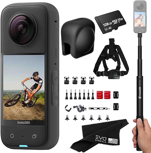 Insta360 X3 - Cámara de acción 360 impermeable con sensores de 1/2 pulgada de 48 MP, video HDR 360 de 5.7K, foto 360 de 72 MP, lente única 4K,