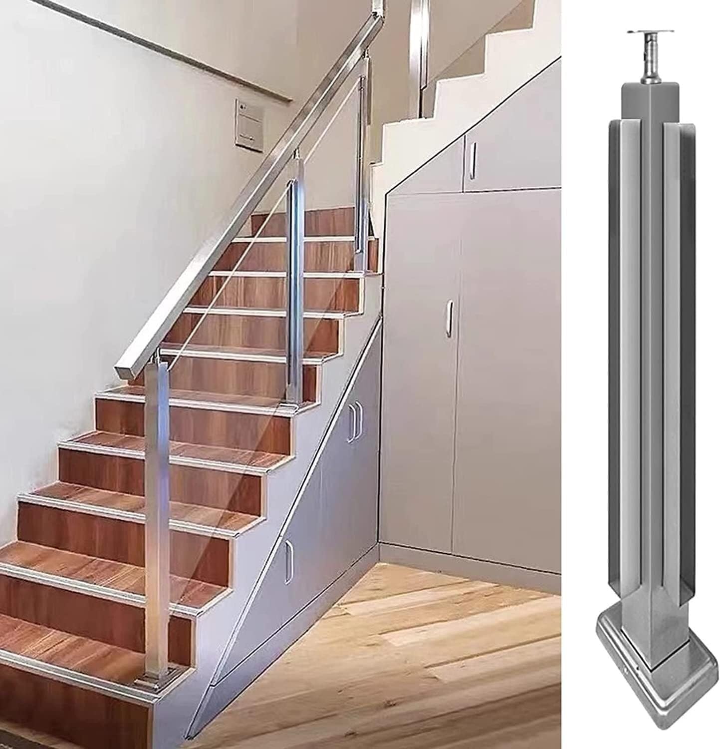 Palo Ringhiera Vetro In Acciaio Inox - Per Vetri 10-12mm, Per Scale E Balconi - Foto 4