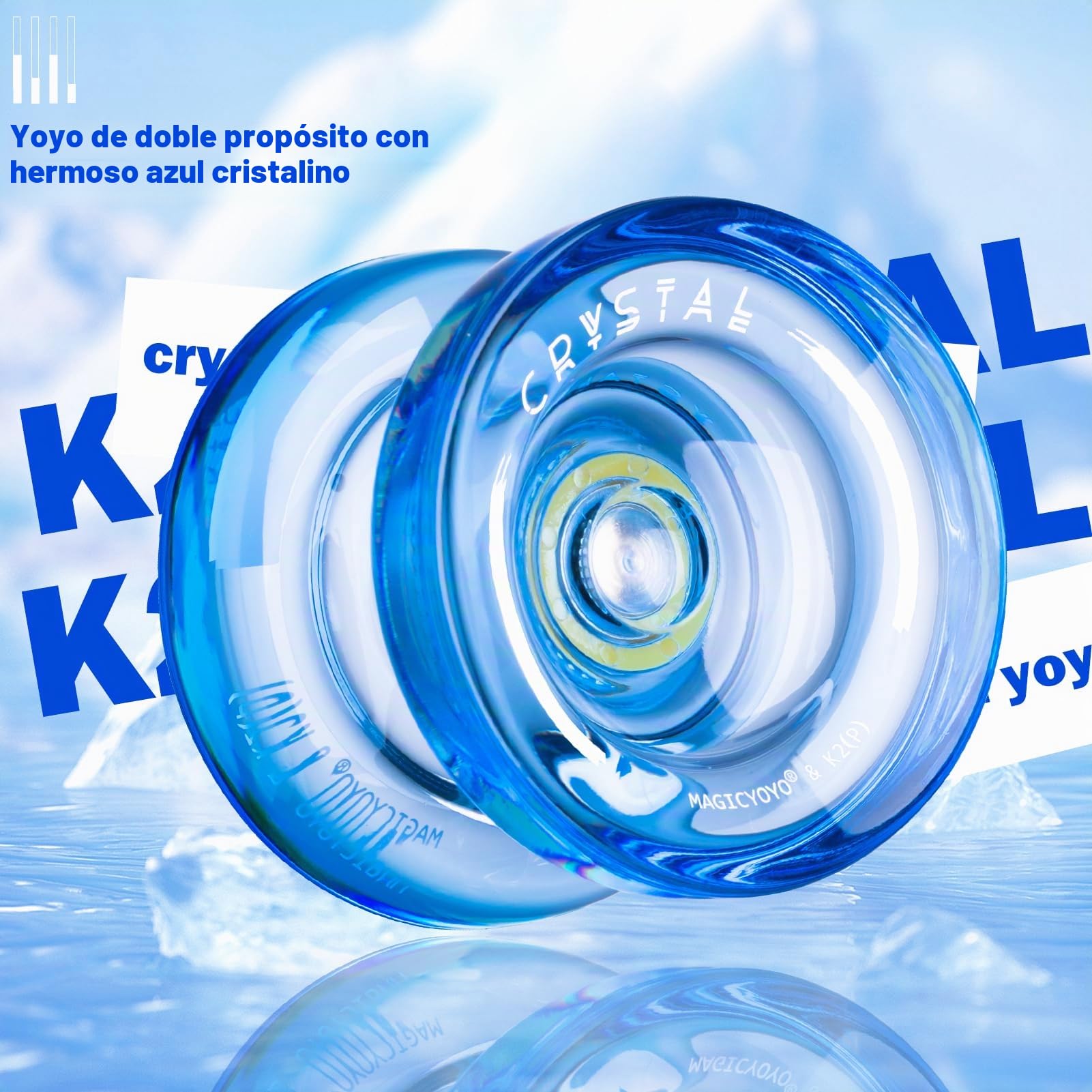 YOYO Niños Yoyo reactivo K2 Plus, Doble Uso Yo-yo para Principiante, con rodamiento KK de reemplazo para Jugadores avanzados intermedios, removedor de rodamiento, Bolsa, 5 Cuerdas Yoyo (Azul)
