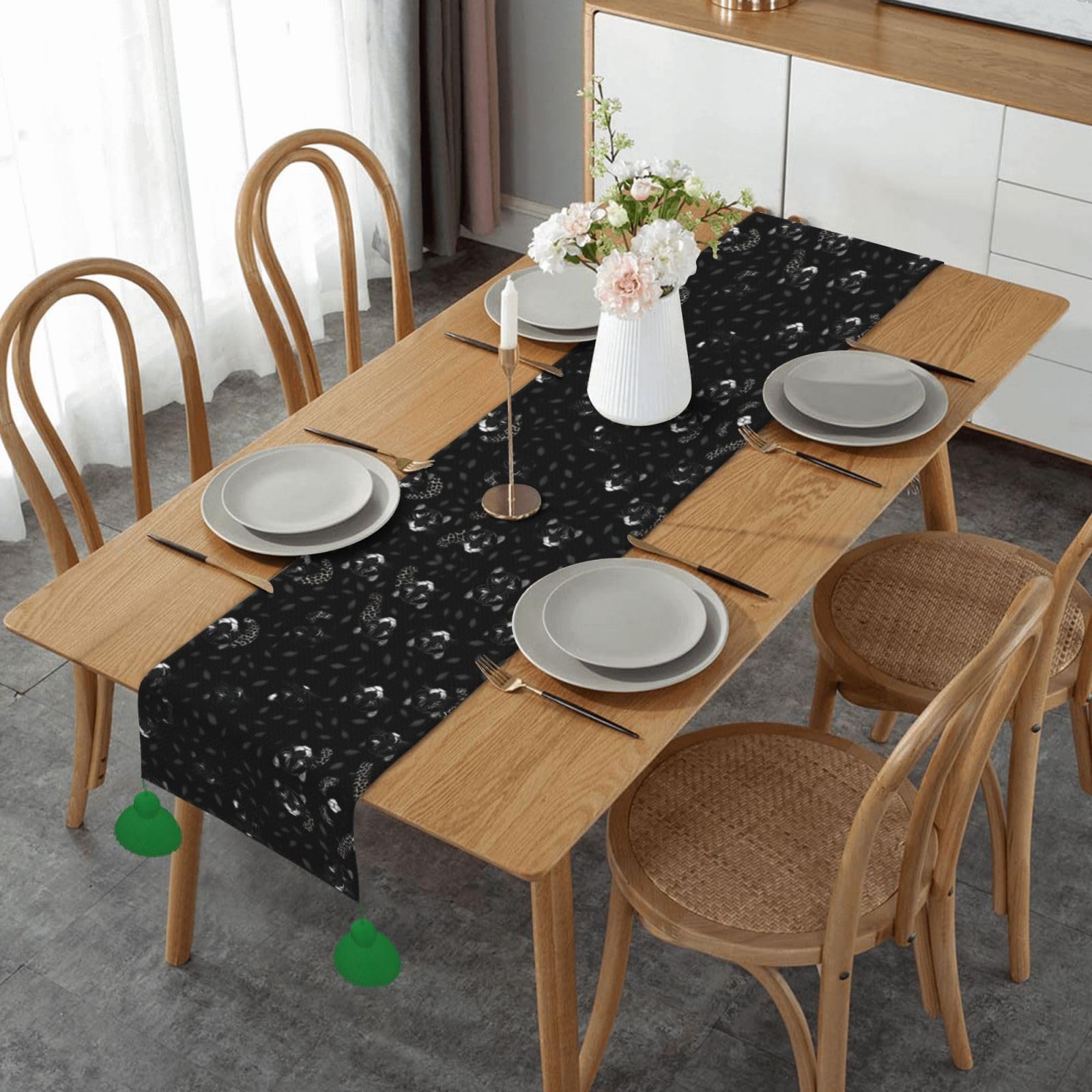Chemin de table de salle à manger léopard résistant aux taches de cuisine
