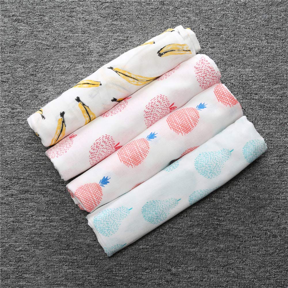 Toalla de baño de muselina para bebé, 2 capas, 27,6 x 45,3 pulgadas, mantas de gasa para bebé para verano (pera)