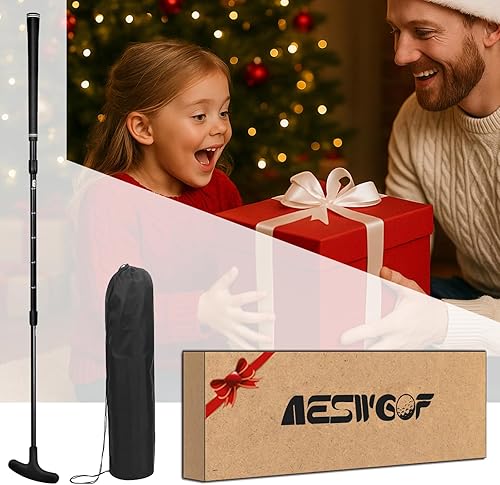 Miniatura 7 de Juego de putter de golf ajustable con pelota de golf, taza de putting y bolsa de almacenamiento, portátil y fácil de almacenar, ideal para adultos,