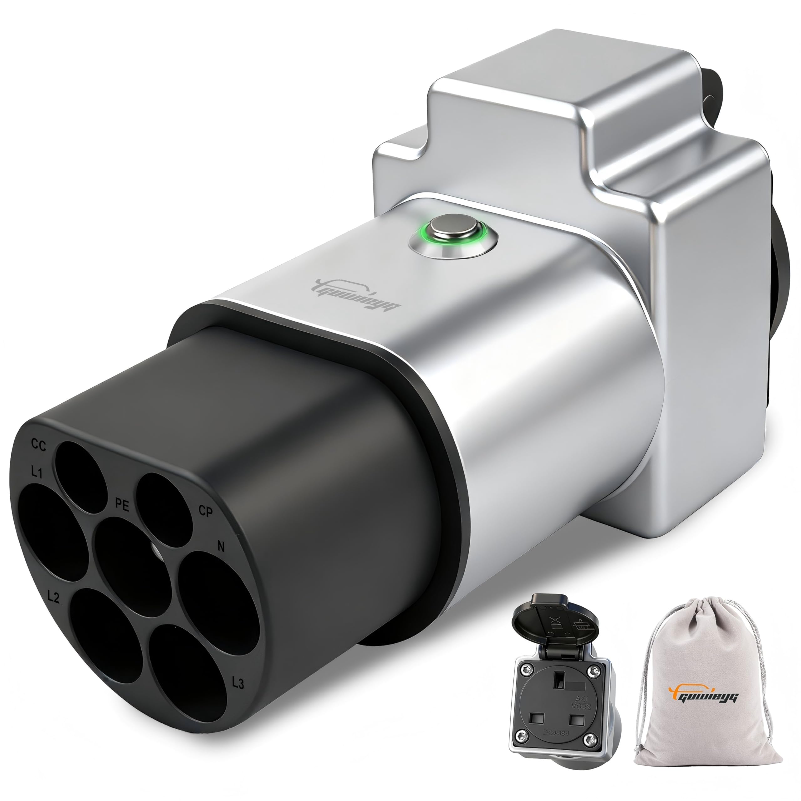 GUWIEYG Type2 to 3 Pin Adapter, Type2 to UK 3 Pin for Electric