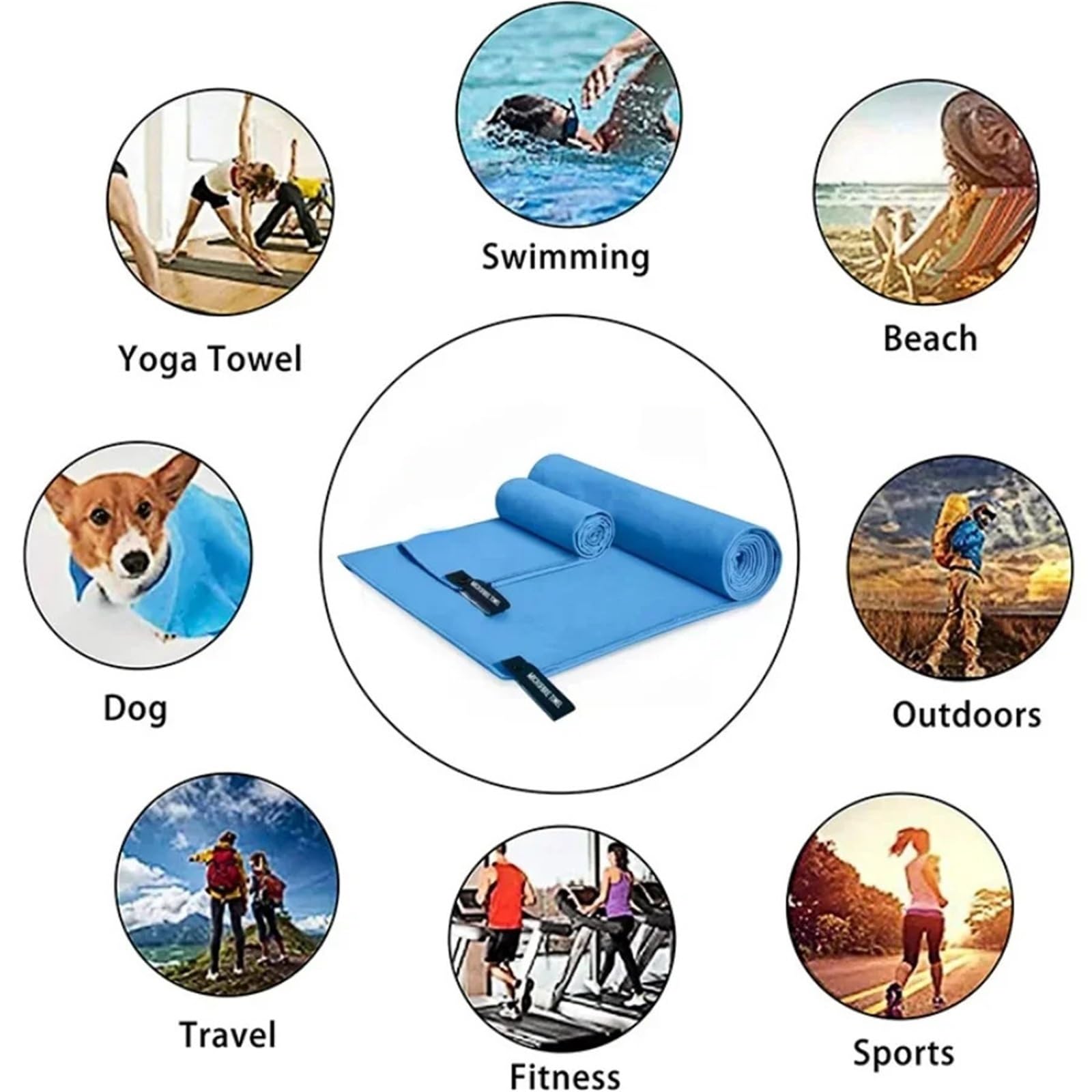 Asciugamano sportivo ad asciugatura rapida 3 pezzi, multifunzionale, da viaggio, for nuoto e yoga, ultra morbido, leggero, super assorbente, in microfibra, for palestra Per Pilates，Hot Gym(Purple)