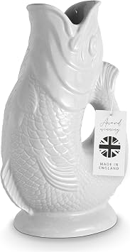 Wade Fish Jug, Earthenware, Iconic UK Heritage, Made in Stoke-on-Trent, 1.2L, White