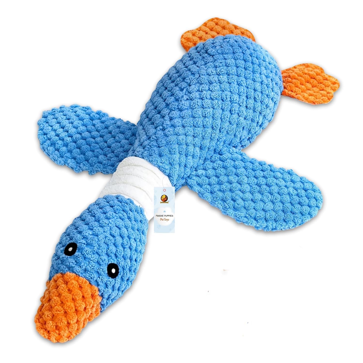Foodie Puppies Interactive Dog Squeaky Plush Toy - (Sky Blue Swan) | Crinkle Papered, Cotton Stuffed Chew Toy for Teething, Cuddling, Playing and Training | Suitable for Small to Medium Dogs-image-8