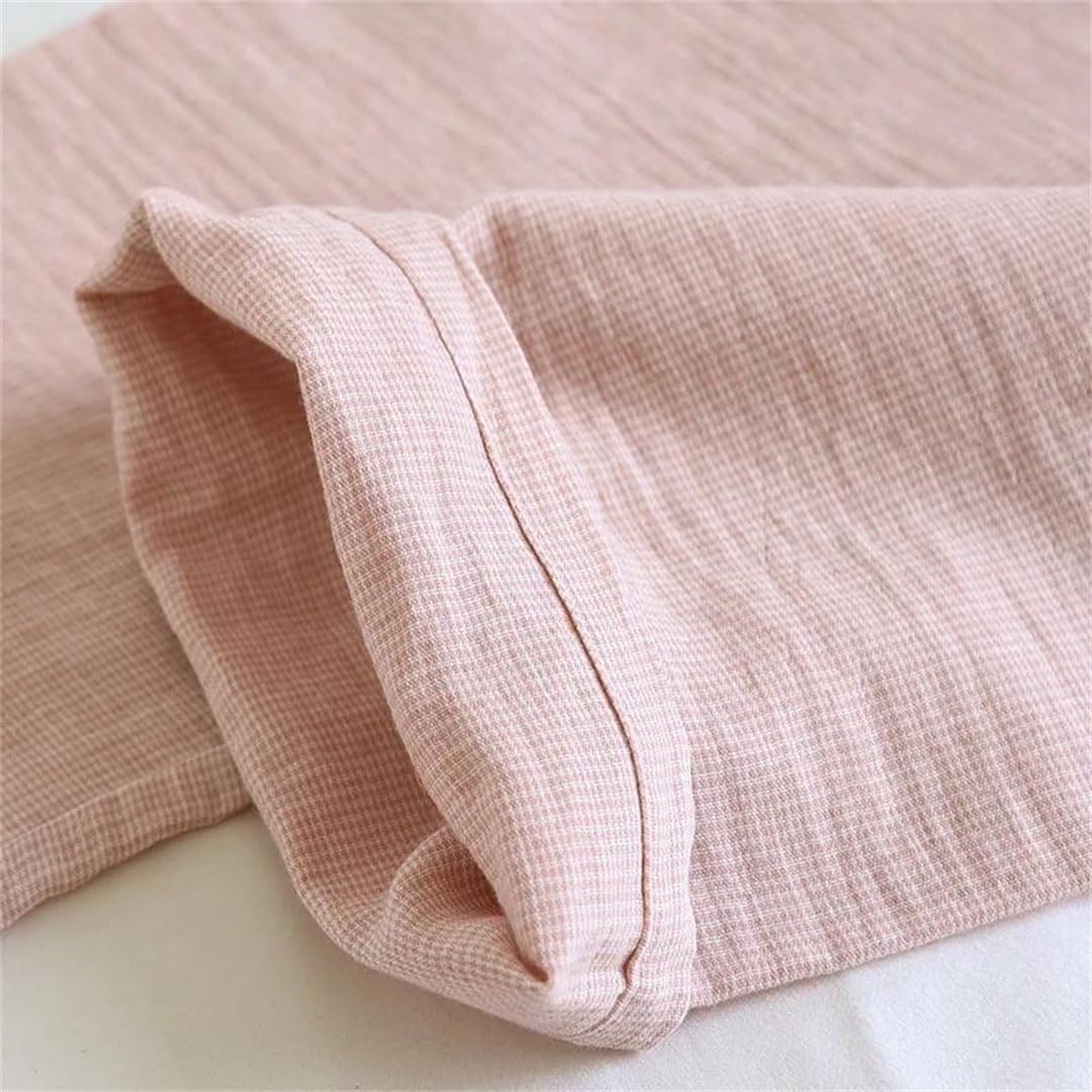Conjunto de pijama de gasa de algodón para hombre y mujer, a cuadros, manga larga, ropa de casa de dos piezas