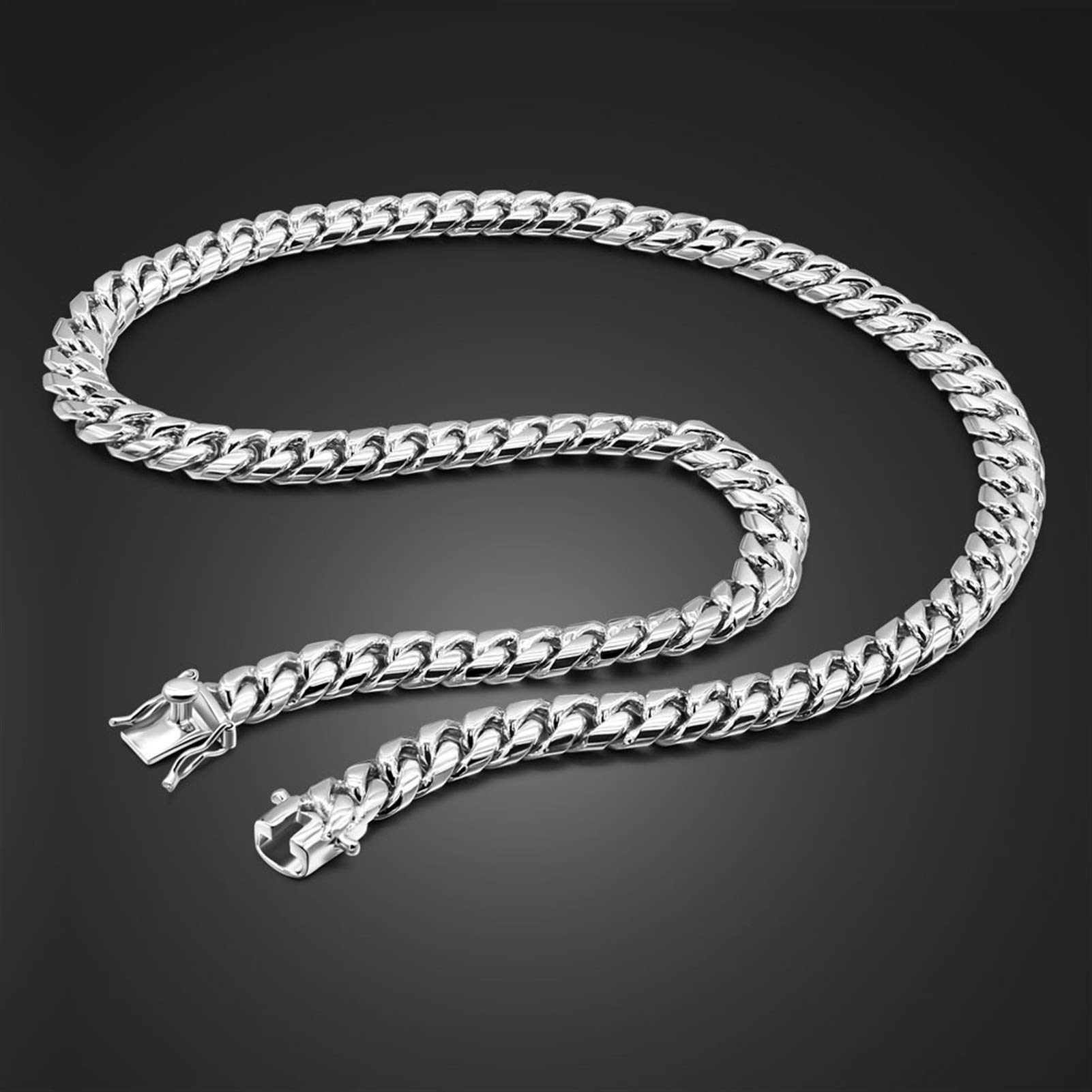 Herren Halskette Herrenhalsketten 925 Sterling Silber Mann Halskette Klassische echte Dicke Reine Silberpeitsche Kette 10mm 24 Zoll