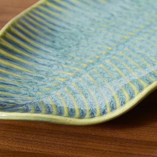 Miniatura 6 de VOMANA Bandeja decorativa de cerámica pequeña, bandeja de baratijas verde, soporte para platos de hojas, cuenco decorativo para anillos de joyería,