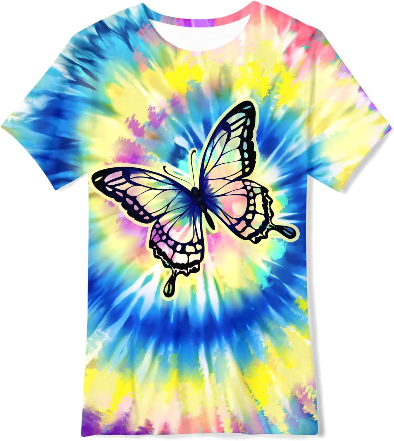 SunFoucs Girls Kids Shirts Size 5-12 Tie Dye Casual Tshirt Short Sleeve Crewneck Tee Top