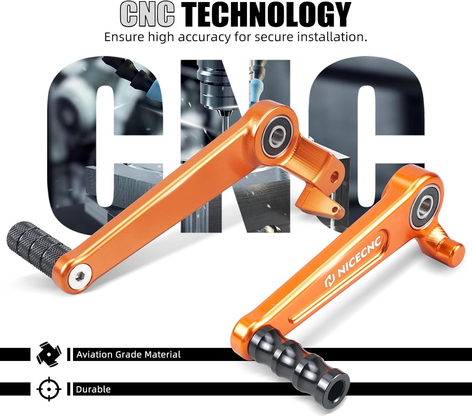 NICECNC Orange Brake and Clutch Gear Footrest Shifting Rod Compatible with 125/250/390 Duke 2017-2023, 200 Duke 2020-2023