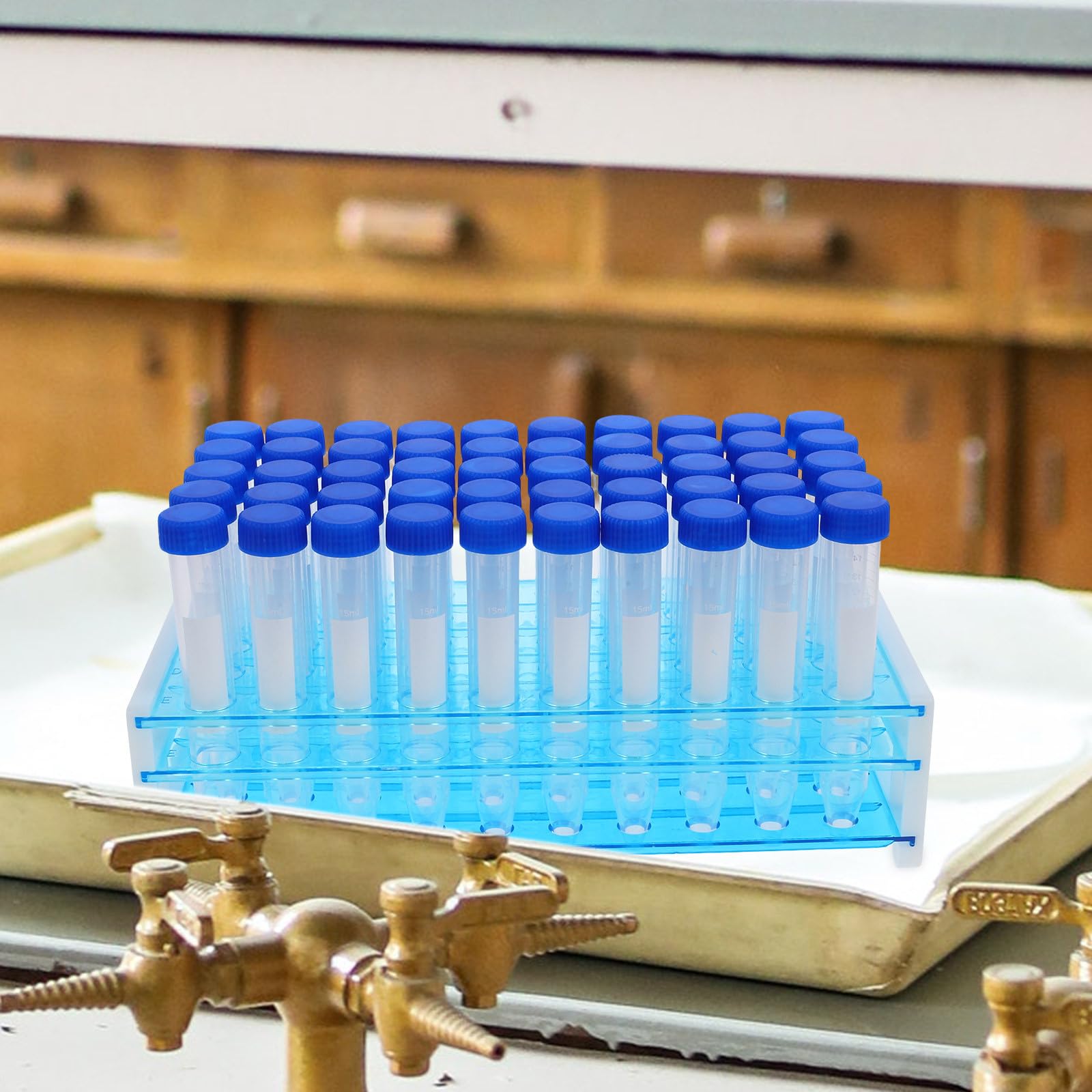 Zentrifugenröhrchen Stabiles Laborzubehör mit 2 Abnehmbaren Röhrchenständern 100 Stück aus Kunststoff 15 Ml Transparent Dicht Verschließbar für Laborproben und Mikrozentrifugen