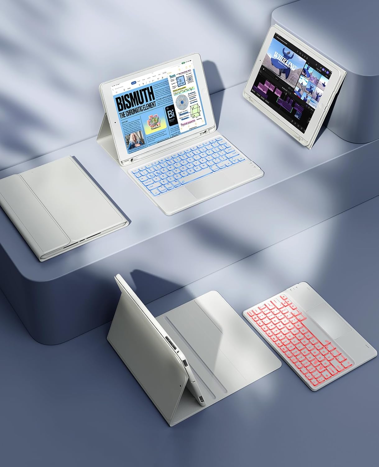 GreenLaw Keyboard case for iPad 9.7 inch, iPad 6th Gen (2018), iPad 5th Gen (2017), iPad Air 2 (2014), 7 Color Backlit, Support 2 BT Devices, Touchpad Keyboard iPad Pro 9.7, White - Image 8