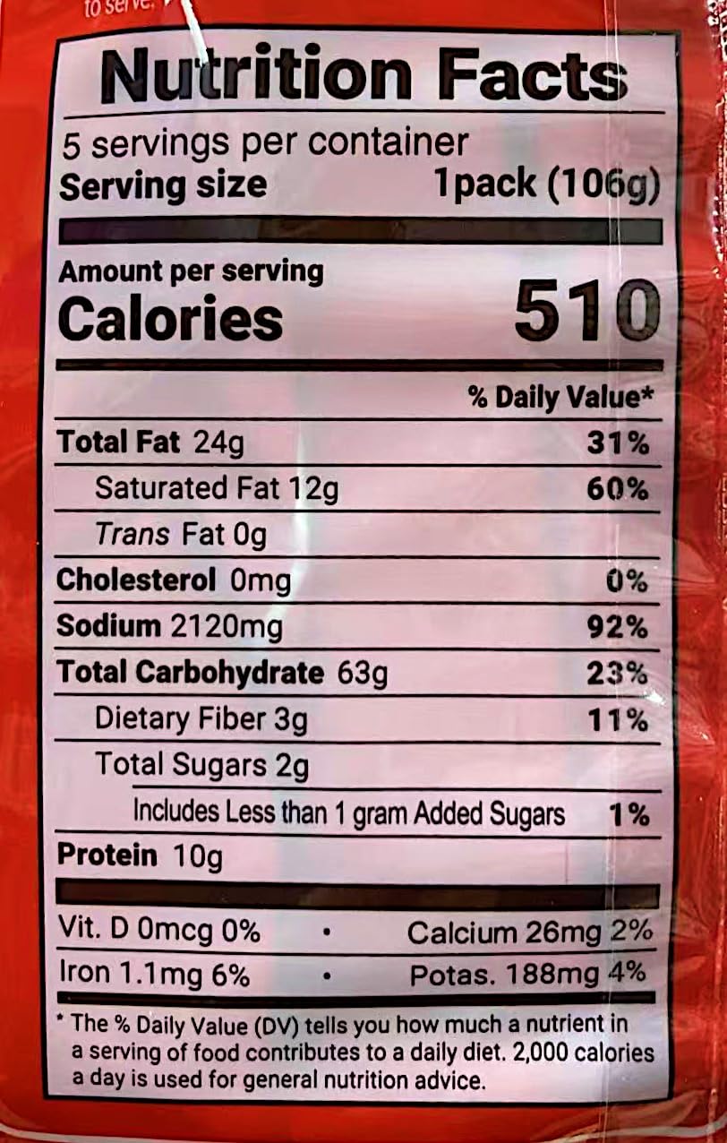 Braised Beef Flavor Instant Noodles, 18.65oz(106gX5),2 Packs