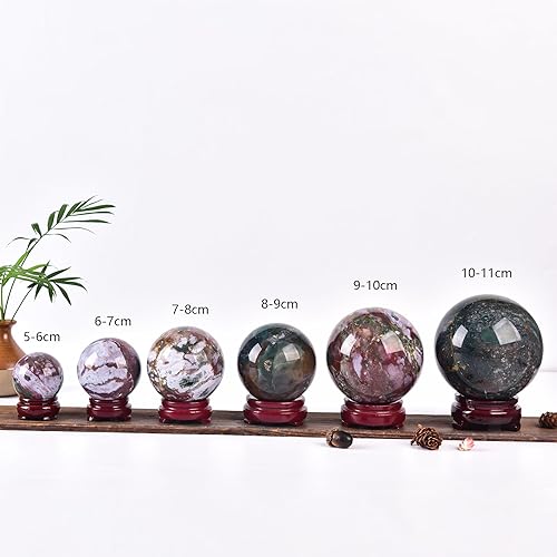 Miniatura 9 de JIC Gem Esfera de cristal curativo de cristal mágico de cuarzo rosa natural de 2.9 pulgadas con soporte de madera para decoración, meditación,