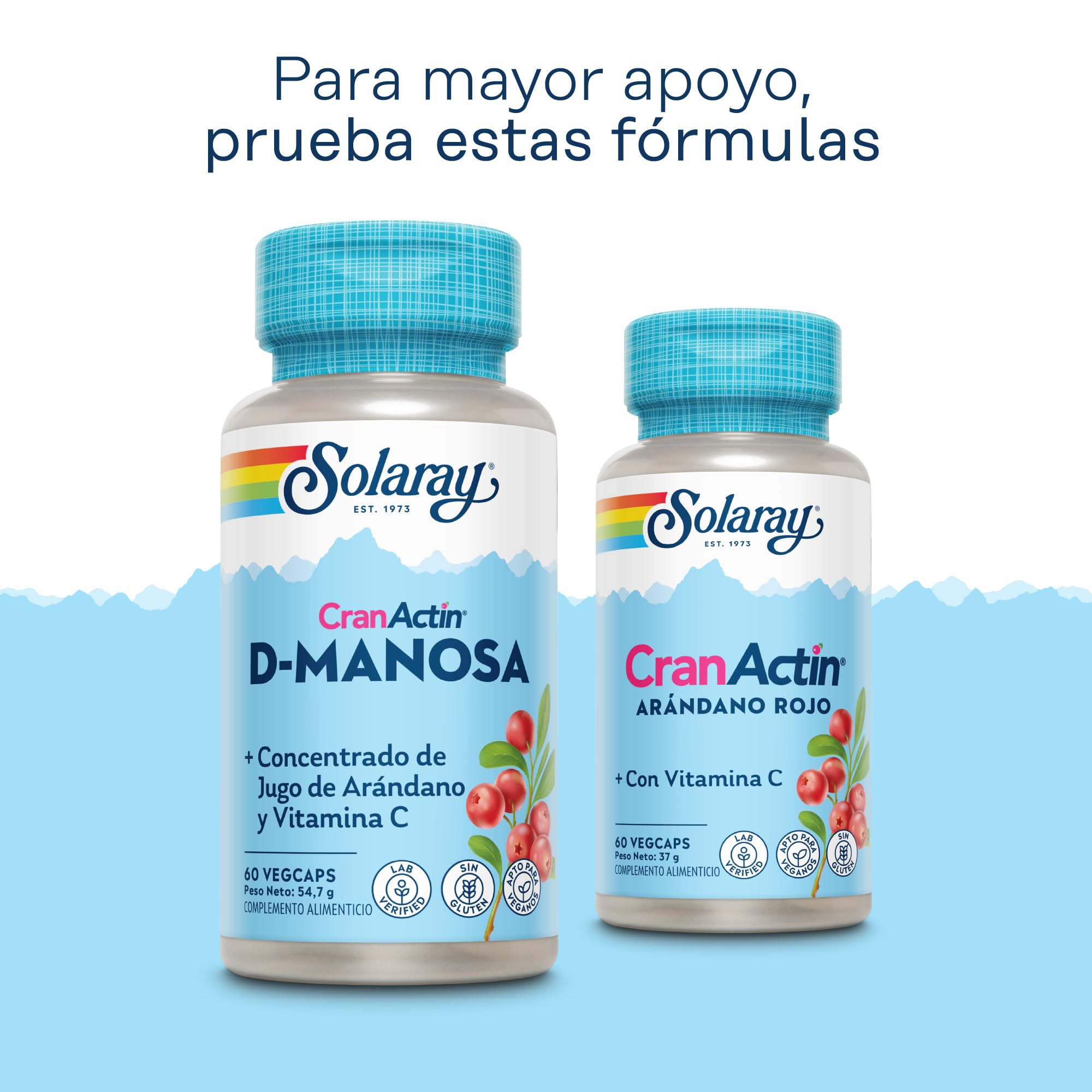 D-manosa con cranactina, arándano y vitamina C, 60 cápsulas veganas, no tabletas, suplemento de manosa D, sin OMG y verificado en laboratorio. Solaray