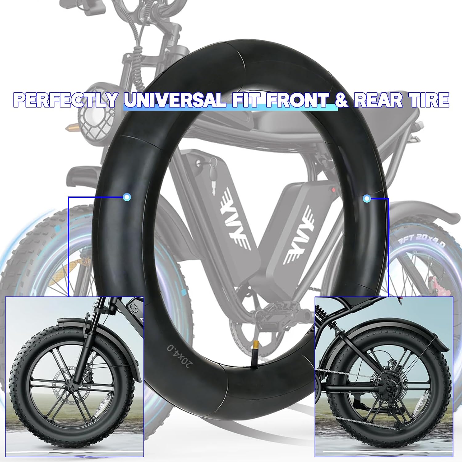 20x4.0 Fat Tire Inner Tube for Ridstar Q20 Series & Super73 S R Z Series, Heavy Duty Butyl Rubber E-Bike Replacement Tube, 1 Pack